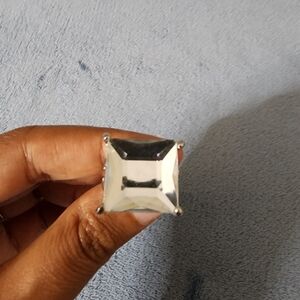 Statement Silver-Tone Ring with Oversized Clear Gem 💍✨